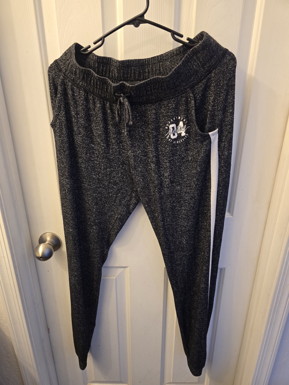 Black Heather Jogger Pants with White Side Stripe